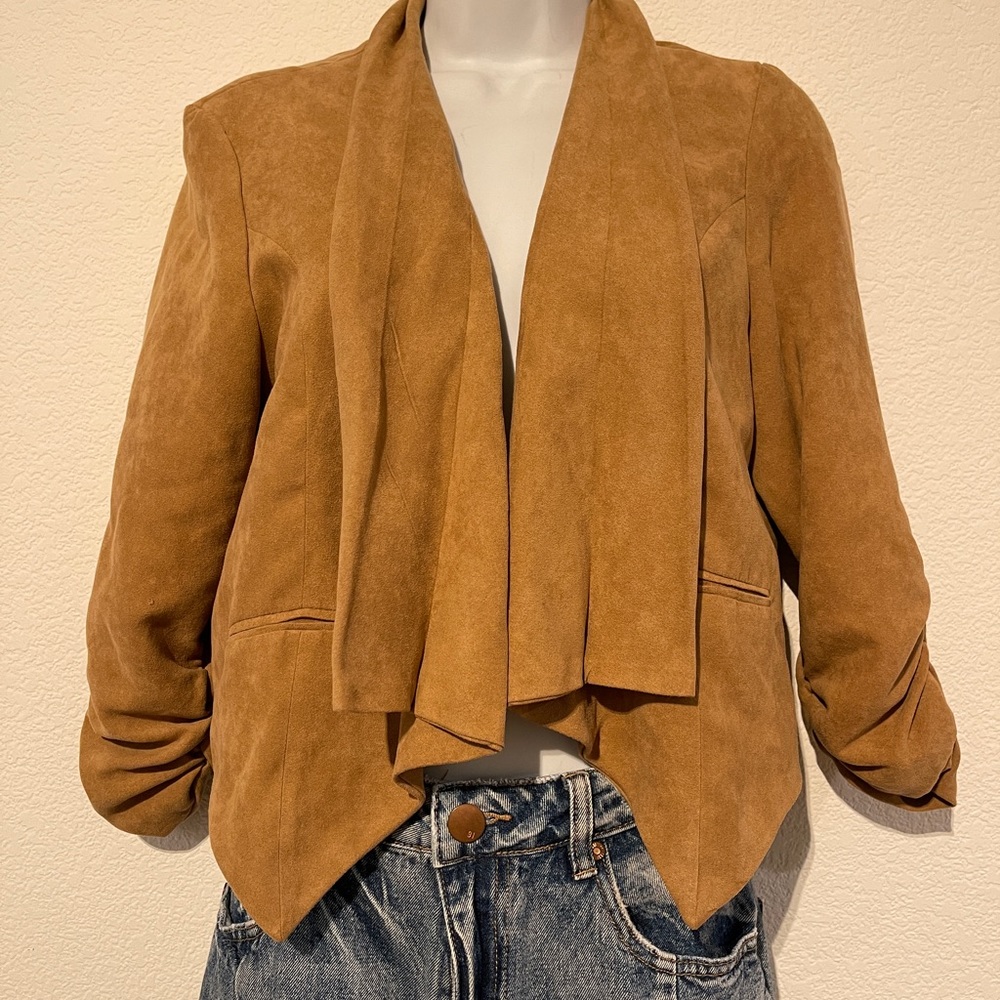 POETRY clothing Brown Faux Suede Blazer, Size Small